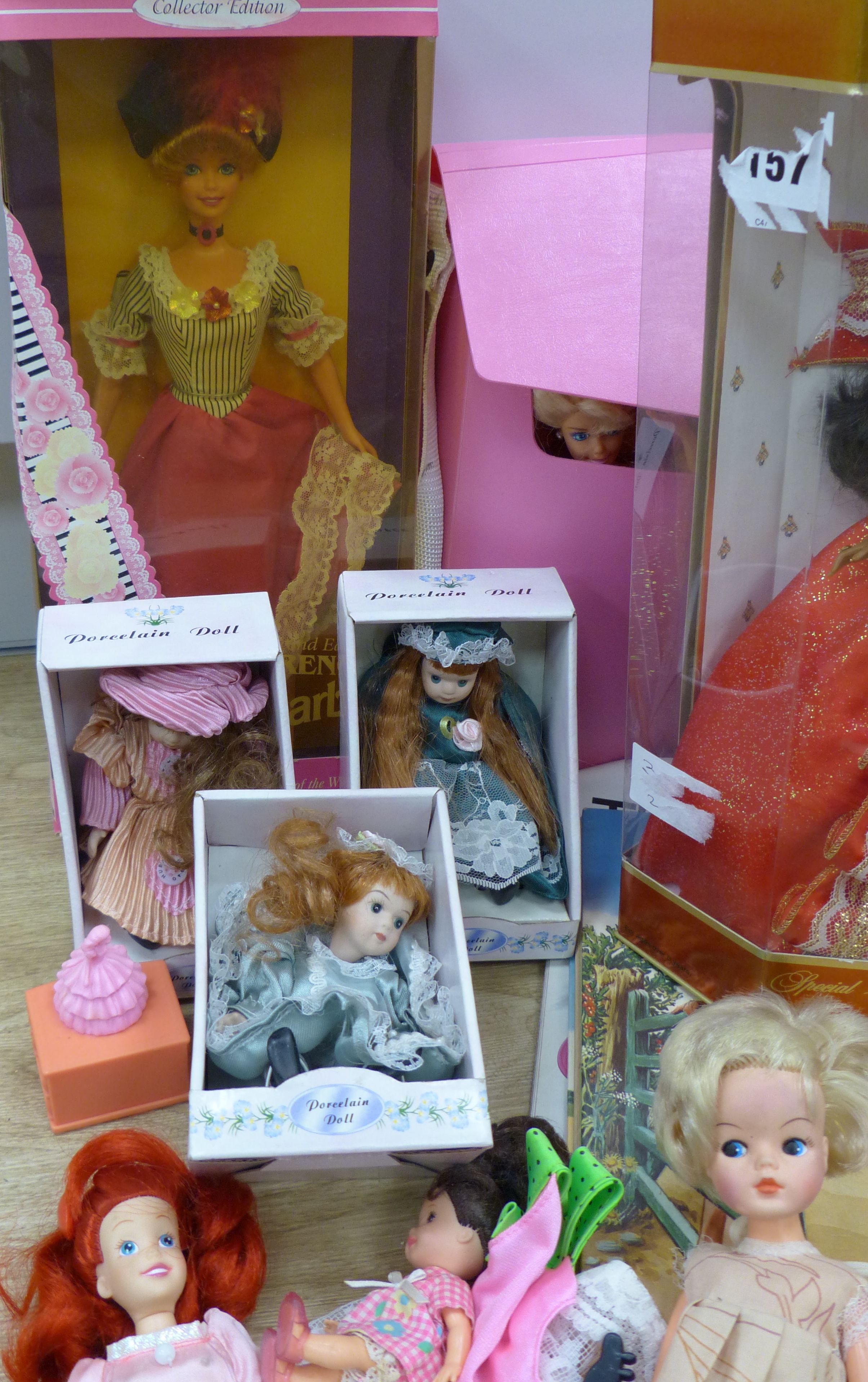 Six various Barbie dolls and other Barbie and doll related ephemera